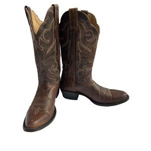 J.B. DILLON BROWN GOAT LEATHER WOMENS COWBOY BOOTS SZ 8.5 B